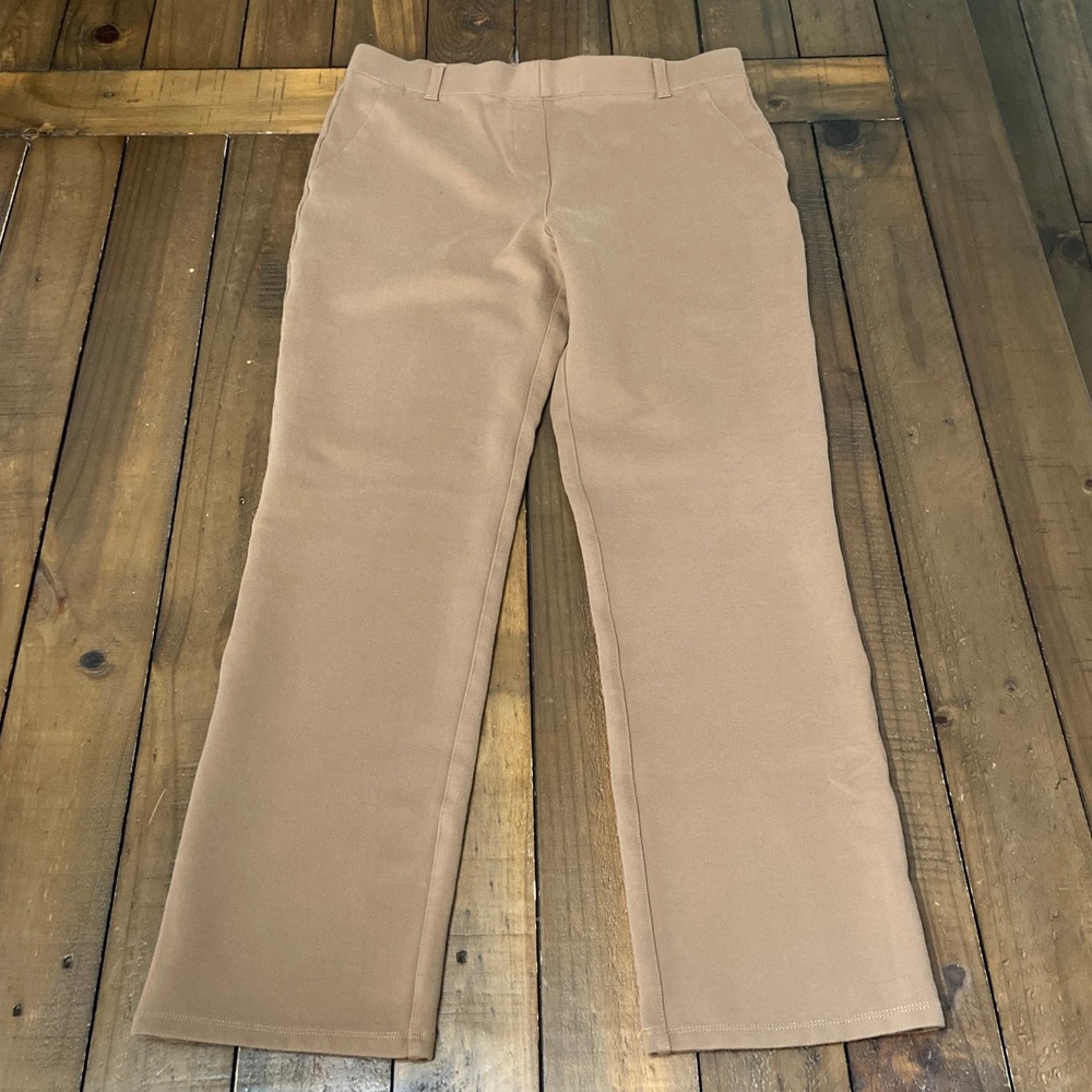 Quince Womens Ultra-Stretch Ponte Straight Leg Pants Tan Khaki Size Medium